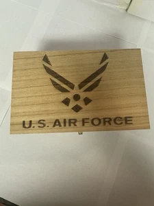 U.S. Air Force Wooden Laser Engraved Decorative Keepsake Box 8.3 X 5.2 X 3.5 In - Picture 1 of 5