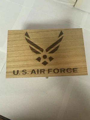 U.S. Air Force Wooden Laser Engraved Decorative Keepsake Box 8.3 X 5.2 X 3.5 In - Image 1 of 4