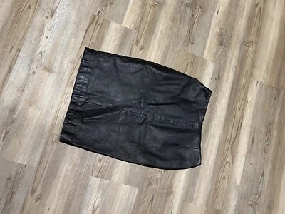 VINTAGE Hugo Buscati Milano Black Leather Pencil Skirt Women’s  2 Zipper Slit - Image 1 of 3