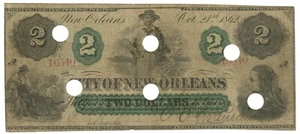 1862 City of New Orleans, Louisiana $2 Obsolete Note No.16540 (59611) - Picture 1 of 2