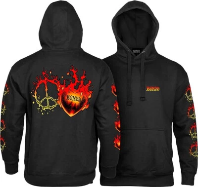 Bones Powell Peralta Skateboard Hooded Hoody Heart &Soul Sweatshirt Black NEW MD - Image 1 of 3