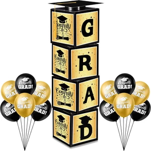 2025 Graduation Box Decorations Set Graduation Balloon Boxes with Grad Cap for M - Picture 1 of 7