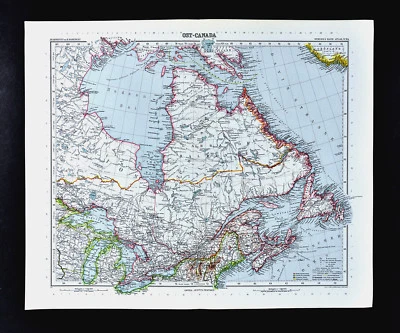 1911 Stieler Map Canada Ontario Quebec Nova Scotia Hudson Bay Great Lakes Maine - Image 1 of 3