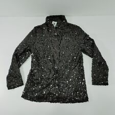 Sincerely Jules Top Sequins Size L Black Long Sleeve