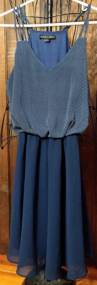 Women's Double Zero Navy Blue And White Dress Size L - Image 1 of 1