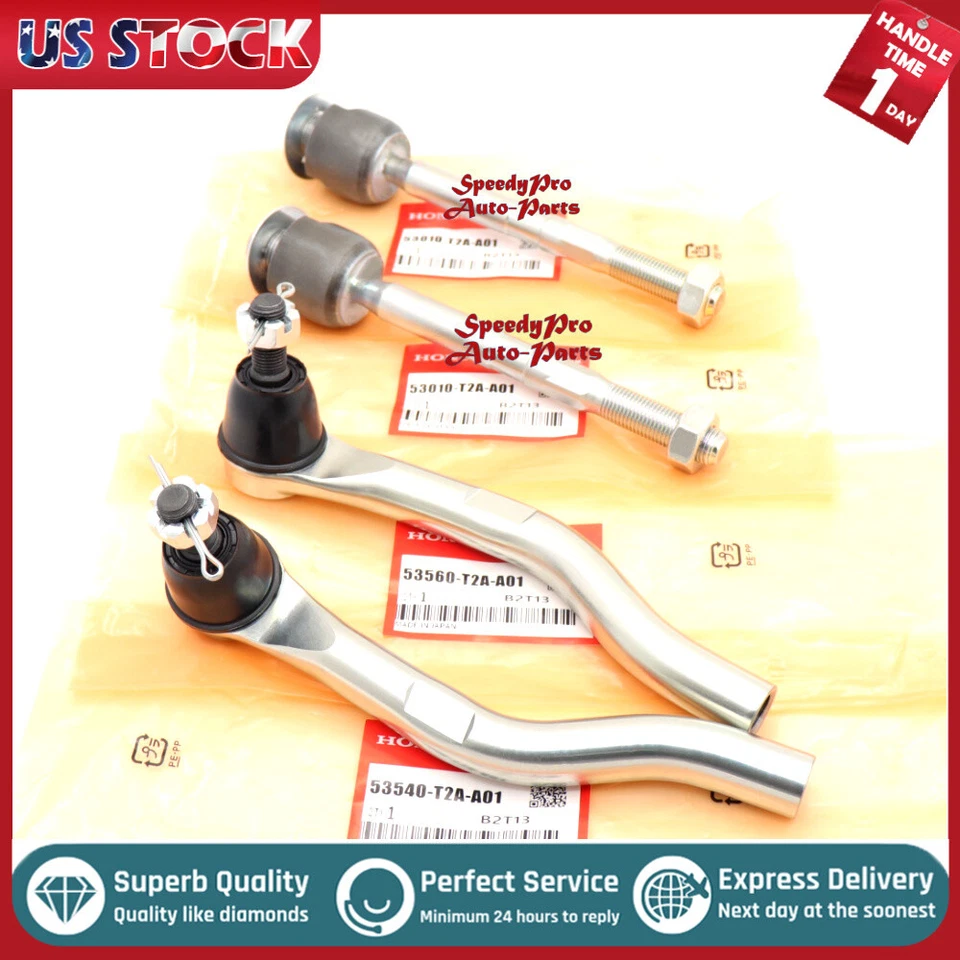 OEM 4 Pcs Outer & Inner Tie Rod End Set For 13-17 Honda Accord 15-20 Acura TLX - Image 1 of 4