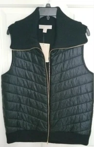 Brand New Michael Kors Black Vest NWT Nylon Front Zip Knit Collar & Back XLG - Picture 1 of 13