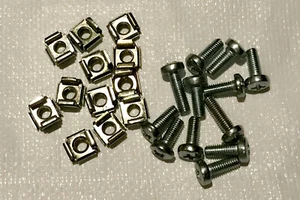 19inch Equipment Rack Nuts & Silver M6 Bolts 16mm, Pack of 12 - Zdjęcie 1 z 5
