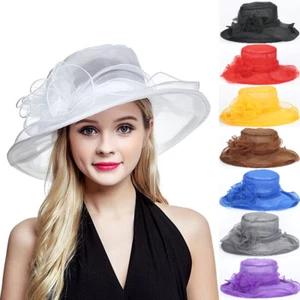 Eleganter Damenhut Organza Hut Brauthut Organzahut Anlasshut Hochzeit FARBEN H5 - Afbeelding 1 van 10