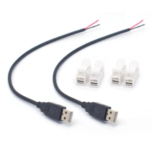2x 18AWG USB 2.0 mâle câble Pigtail 0,3M/1FT 5V7A 2 broches fil nu connecteur à faire soi-même - Photo 1 sur 6