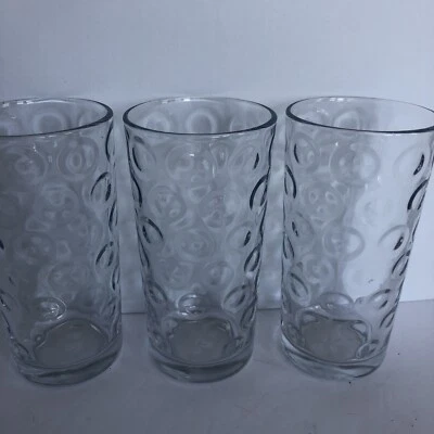 Vintage Pasabahce Optic Dot Circle Juice Glass Tumblers 8 Oz 5 1/8" Set of 3 - Image 1 of 4