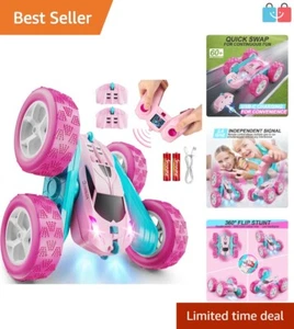 Pink 2.4GHz Double-Sided Stunt RC Car for Kids - 360° Rotation & Headlights - Picture 1 of 8