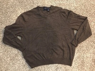 Suéter pulôver manga longa Allen Solly 100% cashmere masculino tamanho XXL marrom - Imagem 1 de 3