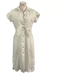 Maeve- Anthropologie Elspeth linen White Dress. Size 0. Very Flattering Fit - Picture 1 of 19
