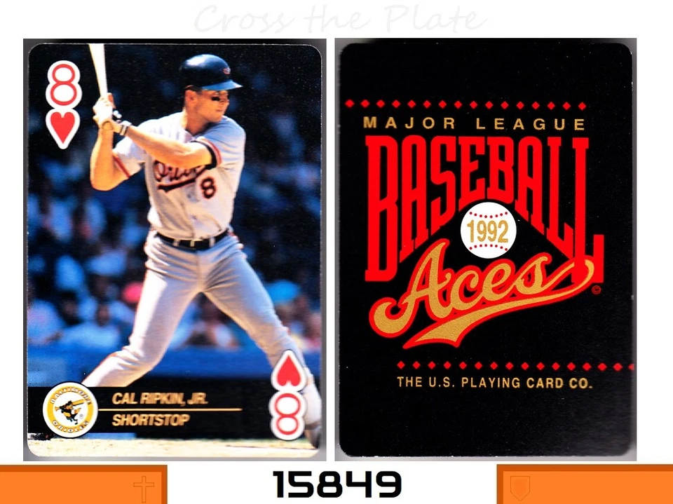 1-1992 U.S. PLAYING CARD BASEBALL ACES CAL RIPKEN (RIPKIN) JR. ORIOLES CARD#8H - Image 1 of 1
