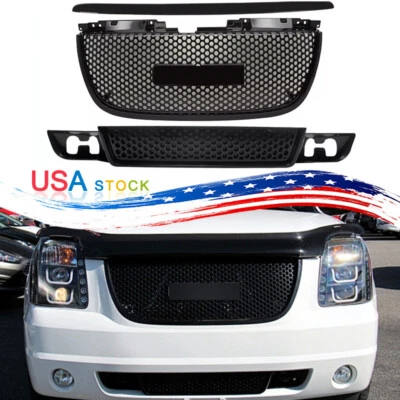 For GMC Yukon Denali 2007-2014 Gloss Black Hood Molding Trim Upper Lower Grille - Image 1 of 4