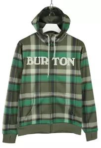 BURTON SNOWBOARDS DRYRIDE Capucha Hombre Pequeña Cremallera Forro Fleece Plaid - Imagen 1 de 14