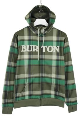 BURTON SNOWBOARDS DRYRIDE Hoodie Men's SMALL Full Zip Hoodie Fleece Lined Plaid - Image 1 of 4