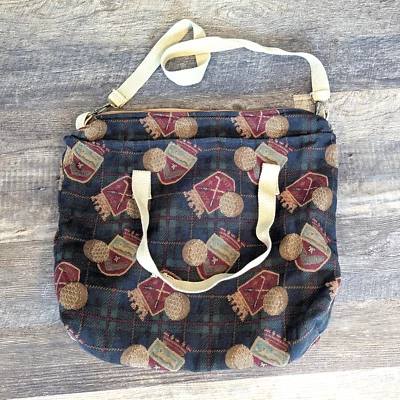 Vintage Golf Themed Tapestry Duffel Travel Bag Old Money Academia Foto 1 de 4