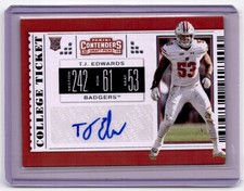 2019 Panini Contenders Draft Picks t.j. Edwards Auto Wisconsin Badgers #184