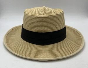 Avenel Of Melbourne Paperbraid Downunder Natural/Black Hat UPF 50+ Size XL - Picture 1 of 9
