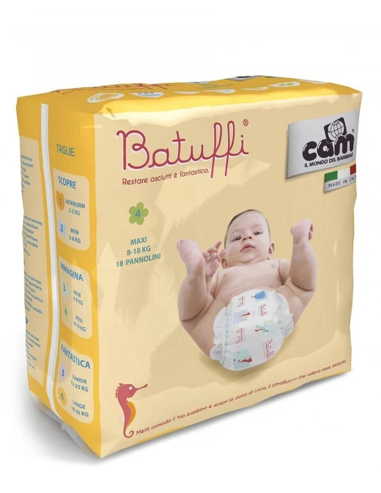 CAM Batuffi Maxi 8-18kg Pannolini - 18 Pezzi