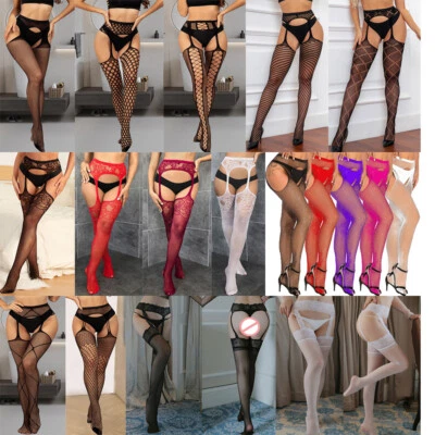 Calze A Rete Da Donna Sexy Reggicalze Collant Con Reggicalze Alti ☆ - Immagine 1 di 4