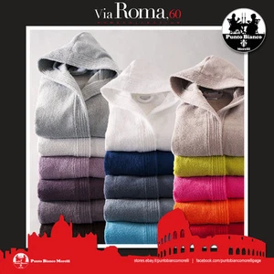 VIA ROMA, 60 | Accappatoio spugna uomo donna con cappuccio 100% cotone - Picture 1 of 13