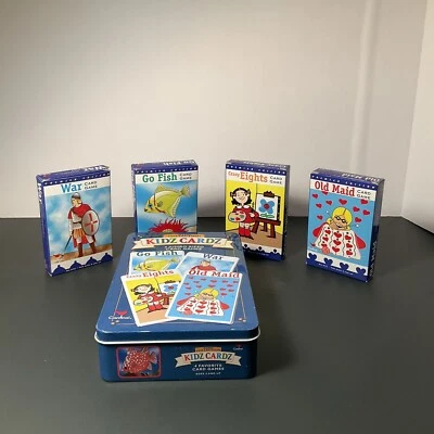 Kidz Cardz 4 Jumbo Sized Card Games Go Fish War Crazy Eights Old Maid, Used - Image 1 of 4