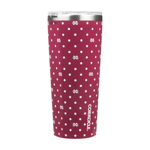 Corkcicle NCAA 24oz Mississippi State Bulldogs Triple Polka Dot Tumbler Cover