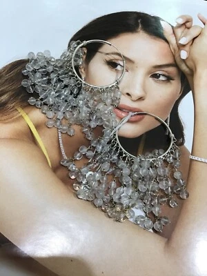 ORECCHINI GITANI CHANDELIER PERLINE CRISTALLO DI ROCCA NATURALE ARGENTO 800 - Immagine 1 di 4