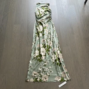 Reformation ANAIIS Silk Maxi Dress Tarragon Green Floral - Size 4 - with tags - Picture 1 of 10