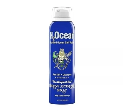 大瓶 H2Ocean Aftercare 海盐盐水喷雾身体耳朵口服穿孔 4 盎司 — 第 1/3 张图片