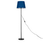 Modern Black 155cm Stem Floor Standard Lamp Tapered Cotton Light Shade LED Bulb