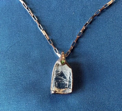 Collana Argento 925 con ciondolo in Acquamarina naturale e Smeraldo - Immagine 1 di 4