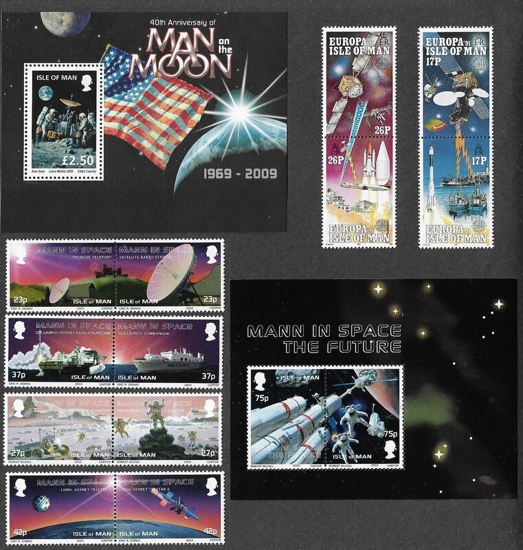 ISLE OF MAN SPACE SCIENCE TECHNOLOGY STAMPS COLLECTION 2 SETS 2 MIN SHEETS MNH - Image 1 of 1