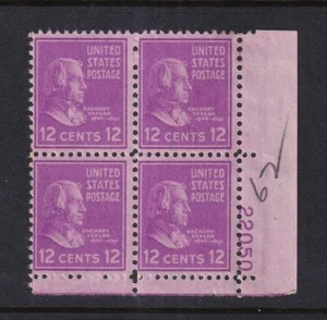 1938 Zachary Taylor Prexy 12c Sc 817 MNH OG electric eye plate block (5J - Picture 1 of 1