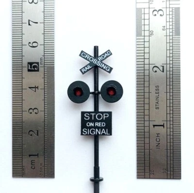 XTH HO Scale Crossing Signal  1pcs Two Red LED Lights 1:87 Train Railroad Layout - Image 1 of 4