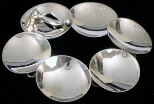 RLM STERLING SILVER BRACELET MODERNIST CONCAVE ROBERT LEE MORRIS ROUND DISC TGL - Picture 1 of 3