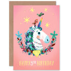Unicorn Flowers 5Th Birthday Blank Greeting Card With Envelope
