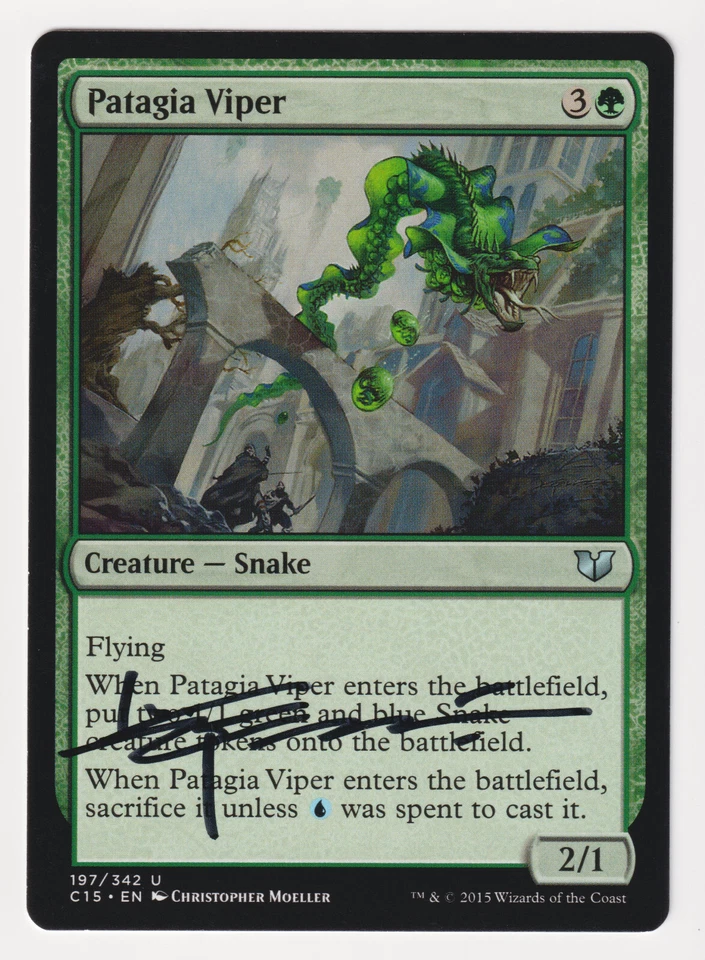 Signed Patagia Viper Proof LP Commander 2015 Artist Christopher Moeller MTG AP! - Image 1 of 2