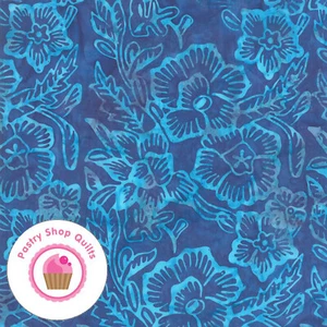 ALOHA BATIKS 4356 32 Blue Turqoise Floral MODA BATIKS Quilt Fabric - Picture 1 of 6