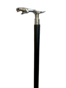 Retro Collections classic style Jaguar handle black wooden walking stick cane - Picture 1 of 5
