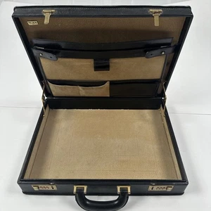 Vintage TUMI Leather Attaché Briefcase Hard Shell with Combination Locks Black - Picture 1 of 9
