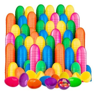 Fillable Easter Eggs 2.3 inch - Made in USA 100PC Colorful Bright Plastic Eas... - Picture 1 of 9