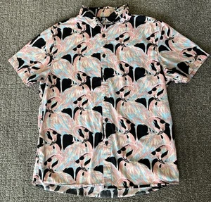Neff Pink Flamingo Sunglasses Button-Down Casual Short Sleeve Men’s Large - Picture 1 of 7