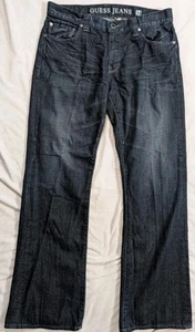 Vintage GUESS Jeans Boot Cut Mens 34x34 The Cliff Blue Dark Wash Thigh Fade 90s - Picture 1 of 18