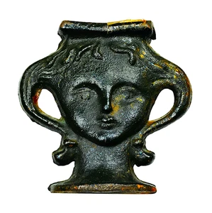 Mid-Century Modern Cast Iron Face Urn Paperweight/Spike Holder - Japan - Picture 1 of 4