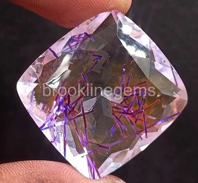 Purple Rutilated Quartz 76.25 Ct Cushion Cut EGL Certified Loose Gemstone 5ARX - Image 1 of 4