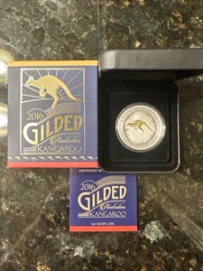 2016 P Australia GOLD GILDED Silver Kangaroo 1 oz Coin w/OGP - Picture 1 of 3